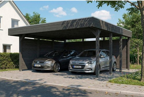 SKANHOLZ Carport Friesland Set C aus Fichte in Schiefergrau mit Seiten- und Rückwand, B: 546 cm, T: 555 cm - Bild 1