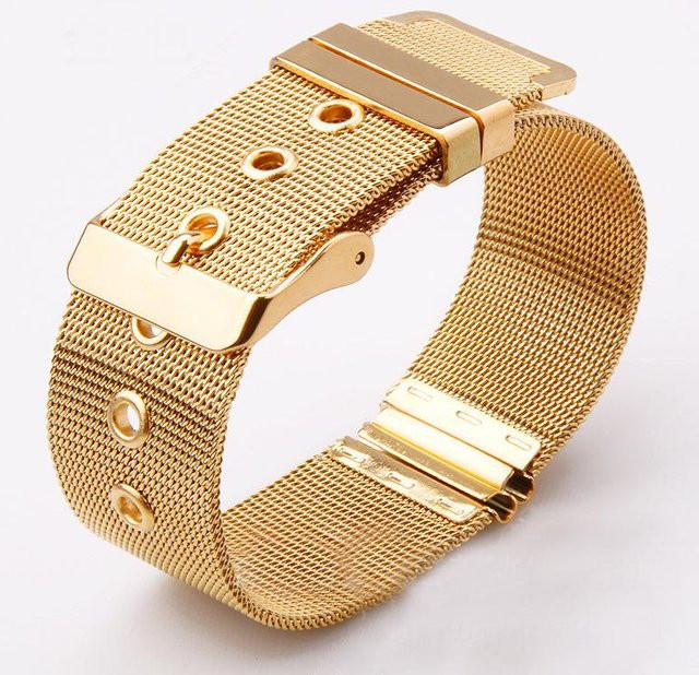 Sasky Uhrenarmband Edelstahl, 22 mm, Gold, Herren - Bild 1