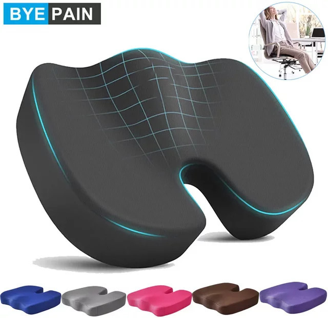 BYEPAIN Sitzkissen aus Memory Foam in Schwarz zur Schmerzlinderung für Rücken und Steißbein - Bild 1