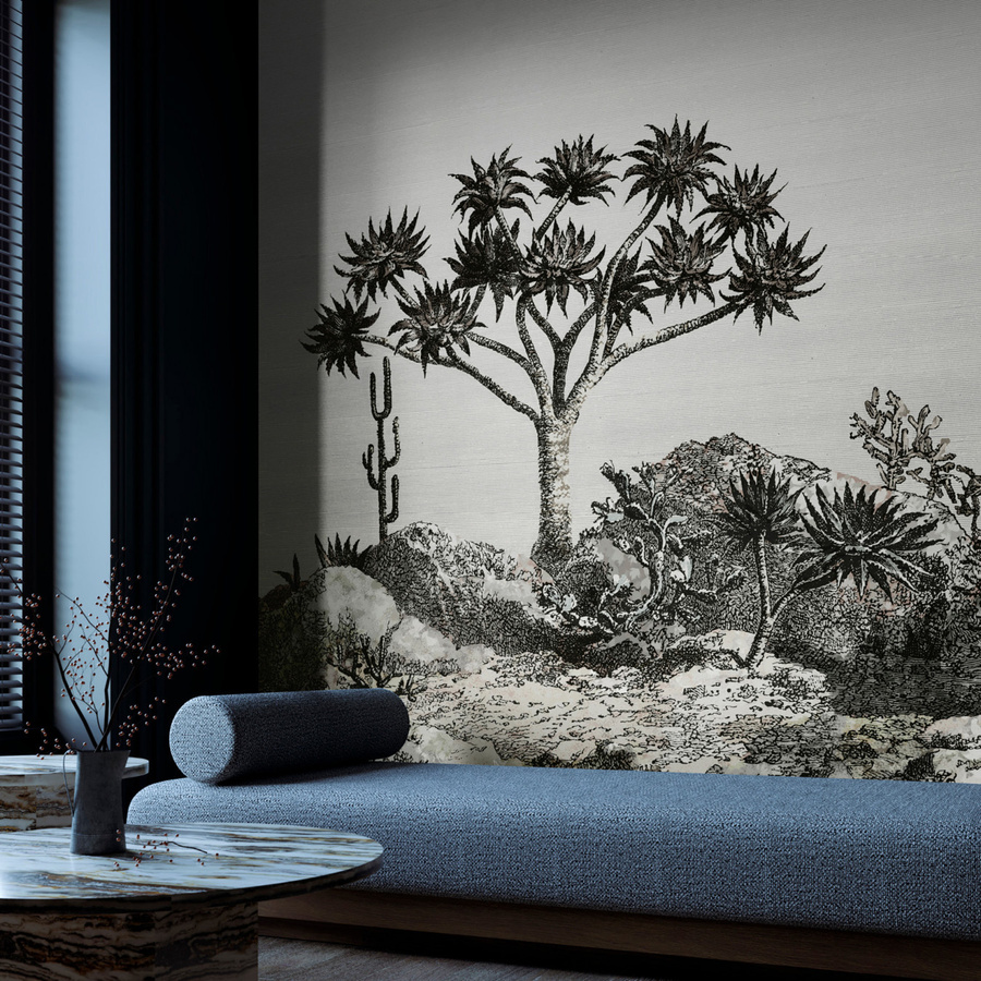 Nobilis Mural Yucca Wandtattoo mit floralem Design in Schwarz, Grau und Multicolour - Bild 1