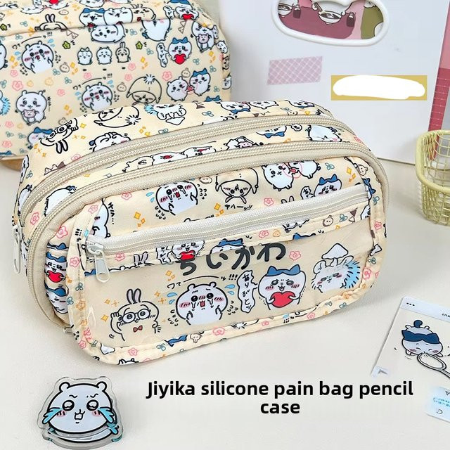 Jiyi Pain Bag Federmäppchen Usagi Hachiware Kawaii Schreibwaren-Etui mit großem Fassungsvermögen und Reißverschluss - Bild 1