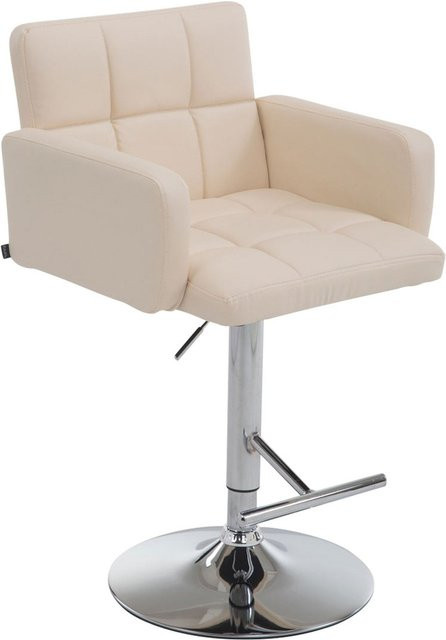 TPFLiving Barhocker Lausanne mit Kunstleder in Creme und Metallgestell in Chromoptik - Bild 1