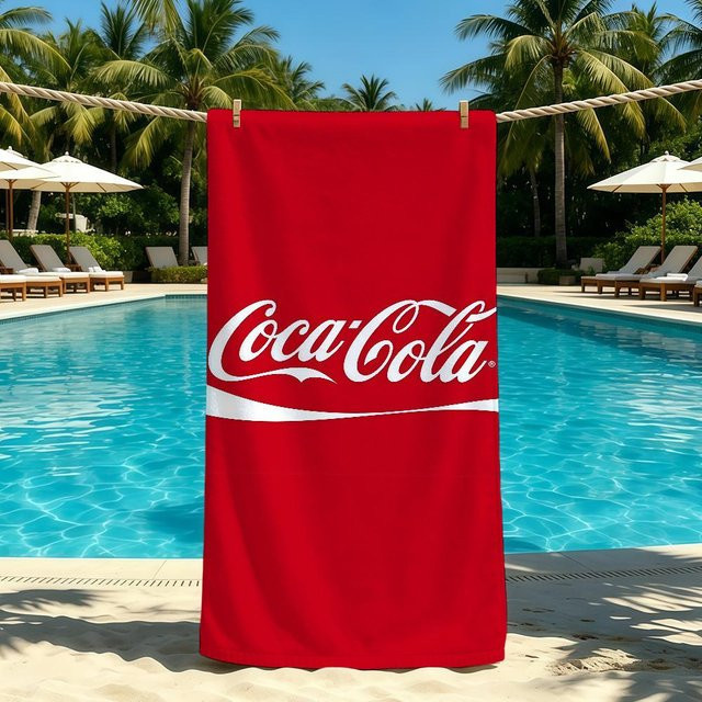 Coca-Cola Strandtuch für Camping und Strand, rot, B/H: 70 x 140 cm - Bild 1