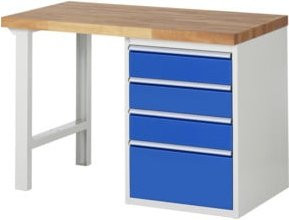 Rau Werkbank 7510A1 mit 4 Schubladen in Weiß, B/T/H: 125 x 70 x 89 cm - Bild 1