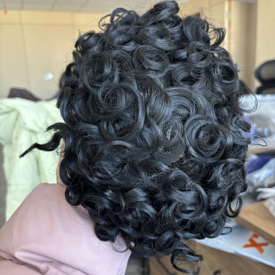 Eversilky Herrenperücke, Lace Front, dunkelbraun lockig, 20mm - Bild 3