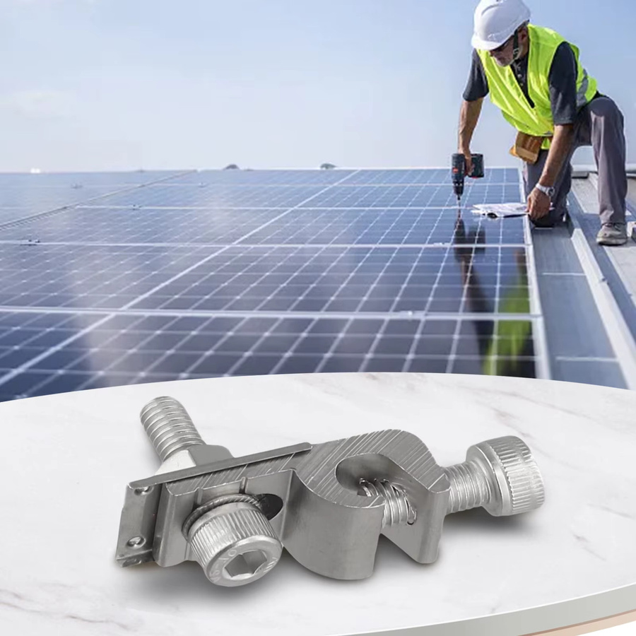 Solarpanel-Klemmen aus Edelstahl in Silber als Solar-Erdungsclips für sicheren Schutz und Erdung deiner Solarstrom-Halterungen - Bild 3