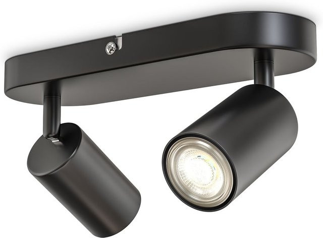 B.K.Licht Decken-Spotleuchte in Schwarz-Matt, verstellbar, 2xGU10, Metall - Bild 1