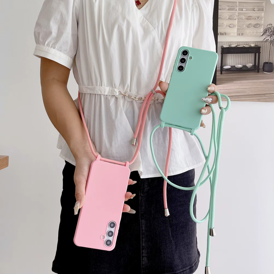 Samsung Crossbody Lanyard Soft Case mit Flüssigsilikon und Trageriemen für Galaxy A05 A05S A35 A36 A55 A56 A26 A17 A07 in Green Matte Candy Cover - Bild 2