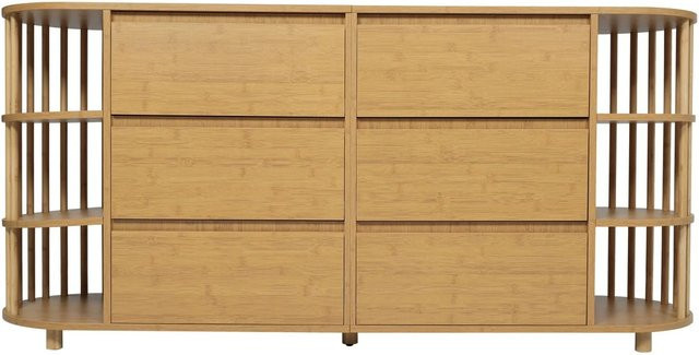 okwish Kommode mit 6 Schubladen und Bambus Regalen in Natur, B/T/H: 160 x 40 x 75 cm - Bild 1