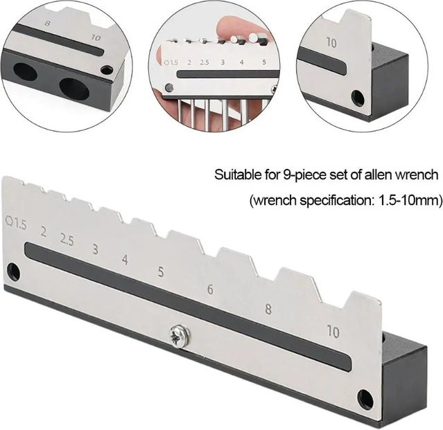 Wandmontierter Sechskantschlüsselhalter in Silber mit 9 Fächern für Werkzeuge von 1,5 bis 10 mm - Bild 1