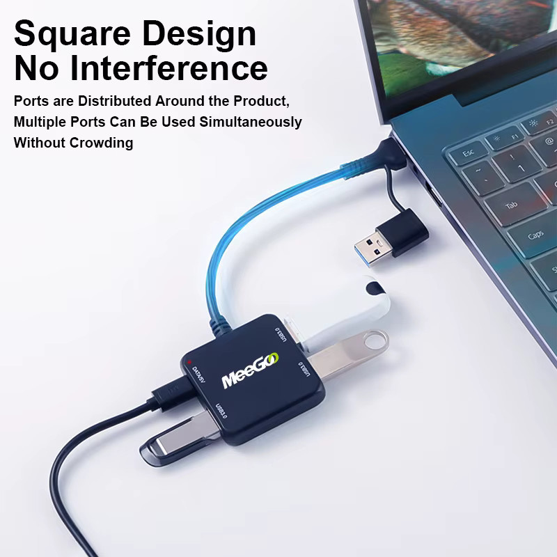MeeGoo USB C Dockingstation mit Gigabit Ethernet-Adapter, USB 3.0 Hub und 100 W Ladestation in Schwarz - Bild 5