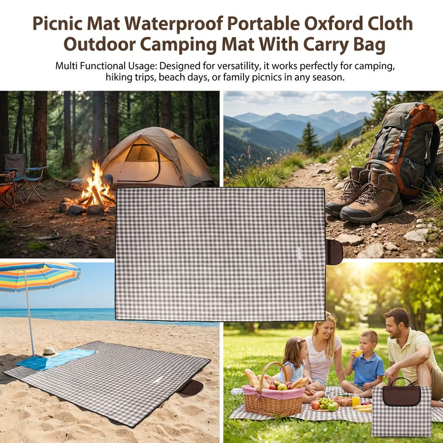 Wasserdichte Picknickdecke aus Oxford-Stoff für Outdoor, Camping und Strand inklusive Tragetasche - Bild 4