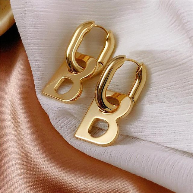 Ohrringe Buchstabe B, Kupfer, Gold, Unisex - Bild 1