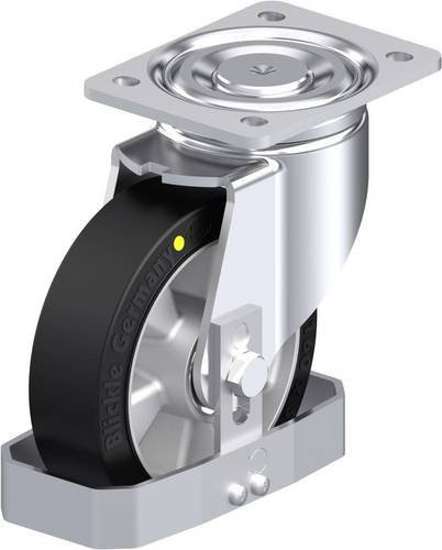 Blickle Stahlblech-Lenkrolle LH-ALEV 160K-EL-FS in Schwarz und Silber mit Rad-Durchmesser 160 mm und einer Tragfähigkeit von 400 kg - Bild 1