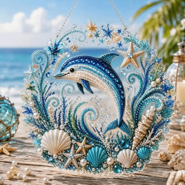 Ocean Pearl Art Perlenkunst DIY-Set, Meerestiere, 20cm - Bild 1