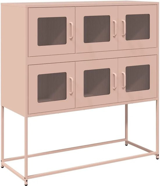 vidaXL Sideboard aus kaltgewalztem Stahl in Rosa, B/T/H: 100,5 x 39 x 107 cm - Bild 1
