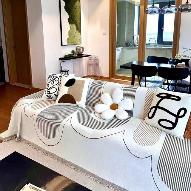 Nordisches High-End Sofa Chenille Bezug mit Anti-Katzenkratzer Schutz und rutschfester Oberfläche, Breite: 180 cm, Tiefe: 130 cm - Bild 1