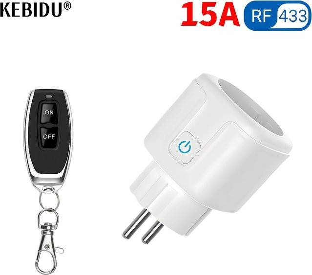 Kebidu Drahtlose Fernbedienung Schalter 433MHz für AC220V 15A Steckdose in Weiß für dein Smart Home - Bild 1