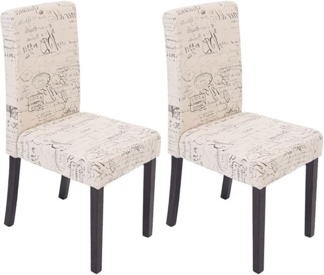 MCW Esszimmerstuhl Littau 2er-Set aus Textil mit Schriftzug in Beige - Bild 1