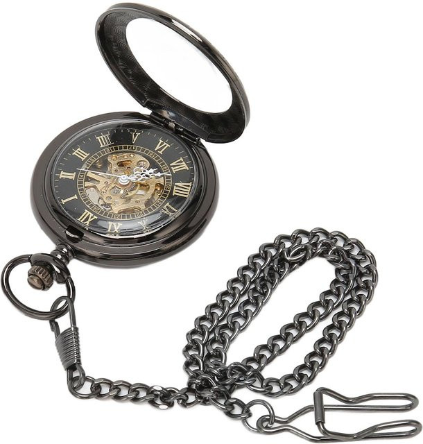 Neoglint Taschenuhr, Handaufzug, Skelett, Schwarz, Damen - Bild 1