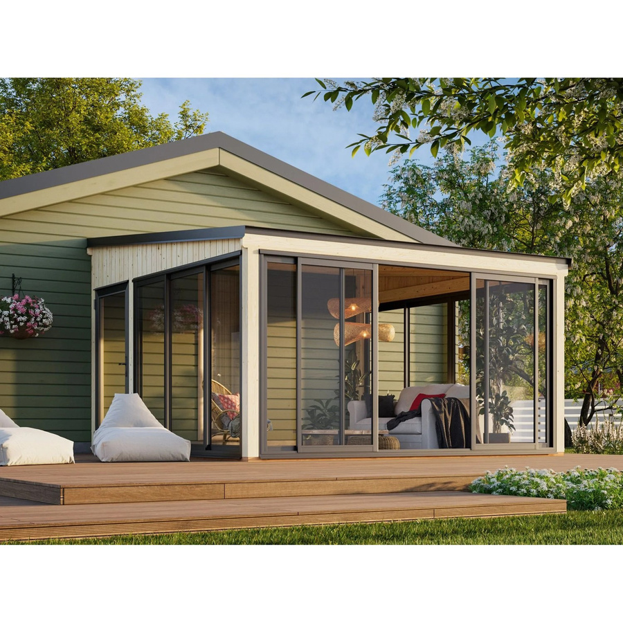 Palmako Gartenhaus Lumi Slide Plus aus Fichtenholz mit Pultdach in Natur, B/T: 420 x 420 cm - Bild 2