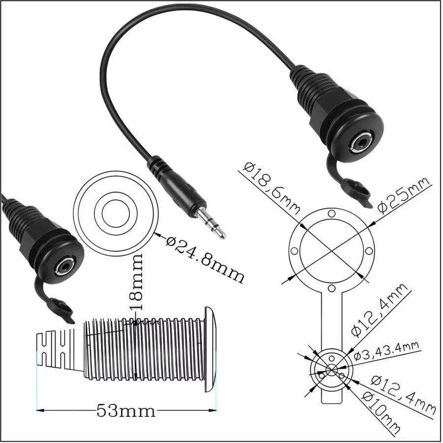 BSN Stereo-Adapter 3,5 mm Klinke auf Buchse, wasserdicht, Schwarz - Bild 4