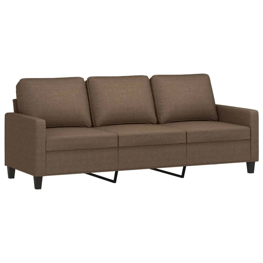 vidaXL 3-Sitzer-Sofa Braun mit Stoffbezug und Metallrahmen - Bild 2