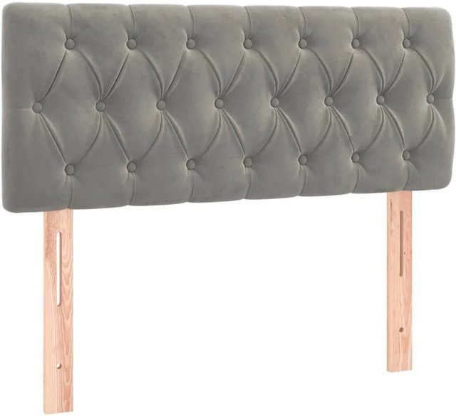 vidaXL Kopfteil aus Samt in Hellgrau, B/T/H: 100 x 7 x 78-88 cm - Bild 1