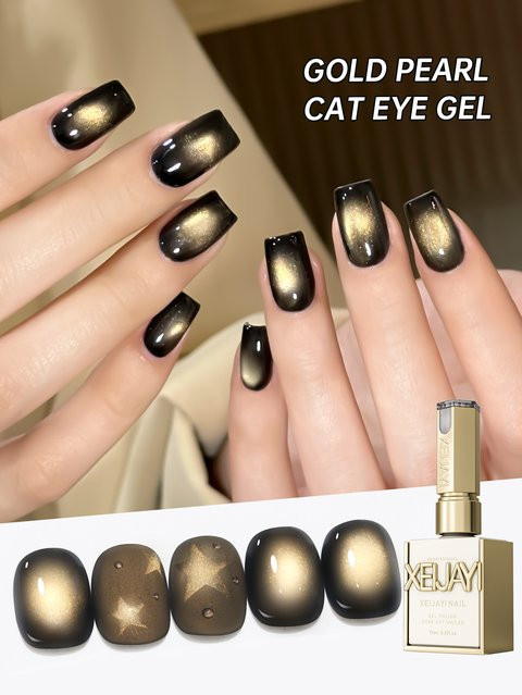 XEIJAYI Goldener Perlen-Katzenauge-Gel-Nagellack, 15 ml, Glänzend - Bild 1