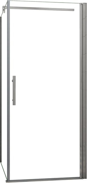 Aica Duschkabine Eckeinstieg mit Schwingtür und Seitenwand, Transparent, Farbe Silber, B/T: 80 x 90 cm, Höhe: 185 cm - Bild 1