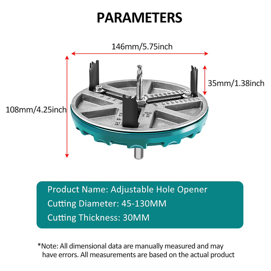 Aramox Einstellbare Runde Lochsäge für Holzbearbeitung Durchmesser 45mm-130mm - Bild 2
