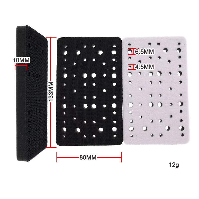 Vibratite Ersatz-Schleifpad Soft Interface Pad Schaumstoffschutzscheibe mit 16/54 Löchern für RS400 LS130 Schleifer, B: 80 mm, T: 133 mm - Bild 4