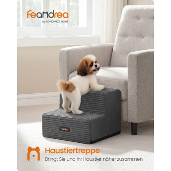 FEANDREA Hundetreppe aus grauem Cordstoff mit rutschfester Oberfläche und abnehmbarem Bezug, Schiefergrau - Bild 3