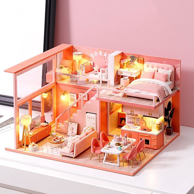 zuuton 3D Holz Mini Puppenhaus DIY Montage Gebäude Puzzle Set - Bild 1