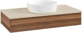 V&B Waschtischunterschrank Antao ohne Frontstruktur in Walnut, B/T/H: 100 x 50 x 19 cm - Bild 1
