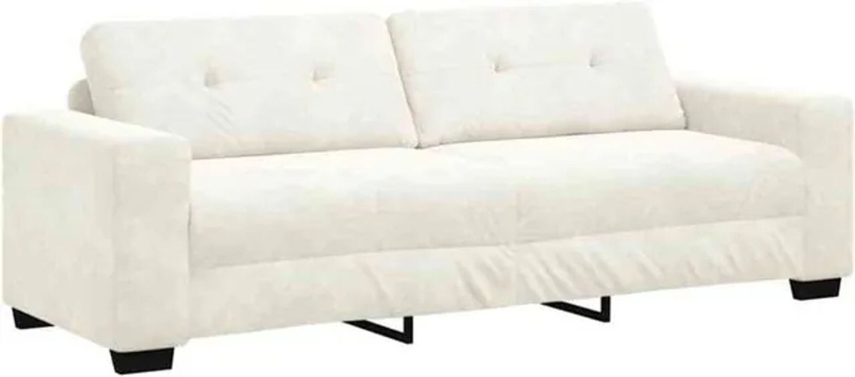 Modernes 3-Sitzer-Sofa von vidaXL aus Samt in Beige mit Kissen und Holzgestell, Breite: 180 cm - Bild 1