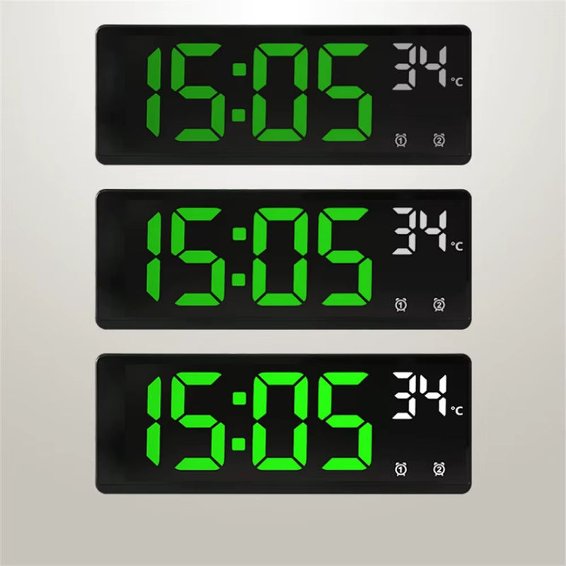 Digitaler Wecker mit Sprachsteuerung und Thermometer in Schwarz, LED Tischuhr mit Dual Alarm, Schlummerfunktion und Nachtmodus - Bild 3