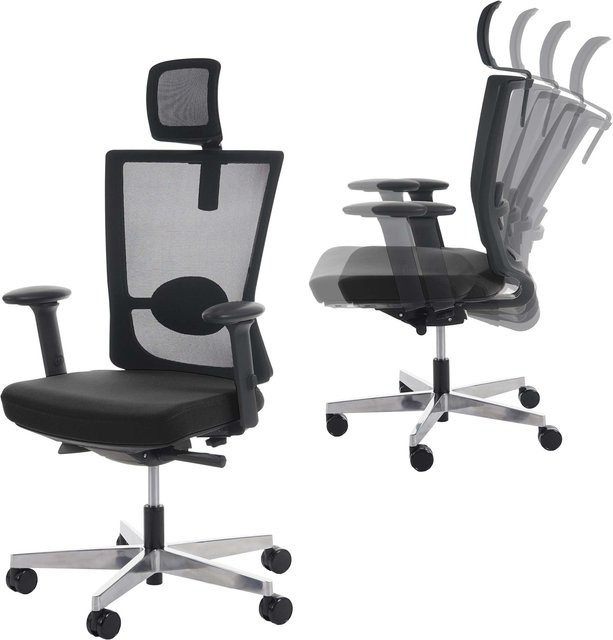 Ergonomischer Bürostuhl MERRYFAIR Karlstad in Schwarz mit Kopfstütze und Sitzhöhentenverstellung - Bild 1