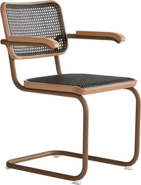 Thonet S 64 V Freischwinger mit Cantilever-Gestell in Dark Melange und Eiche - Bild 1