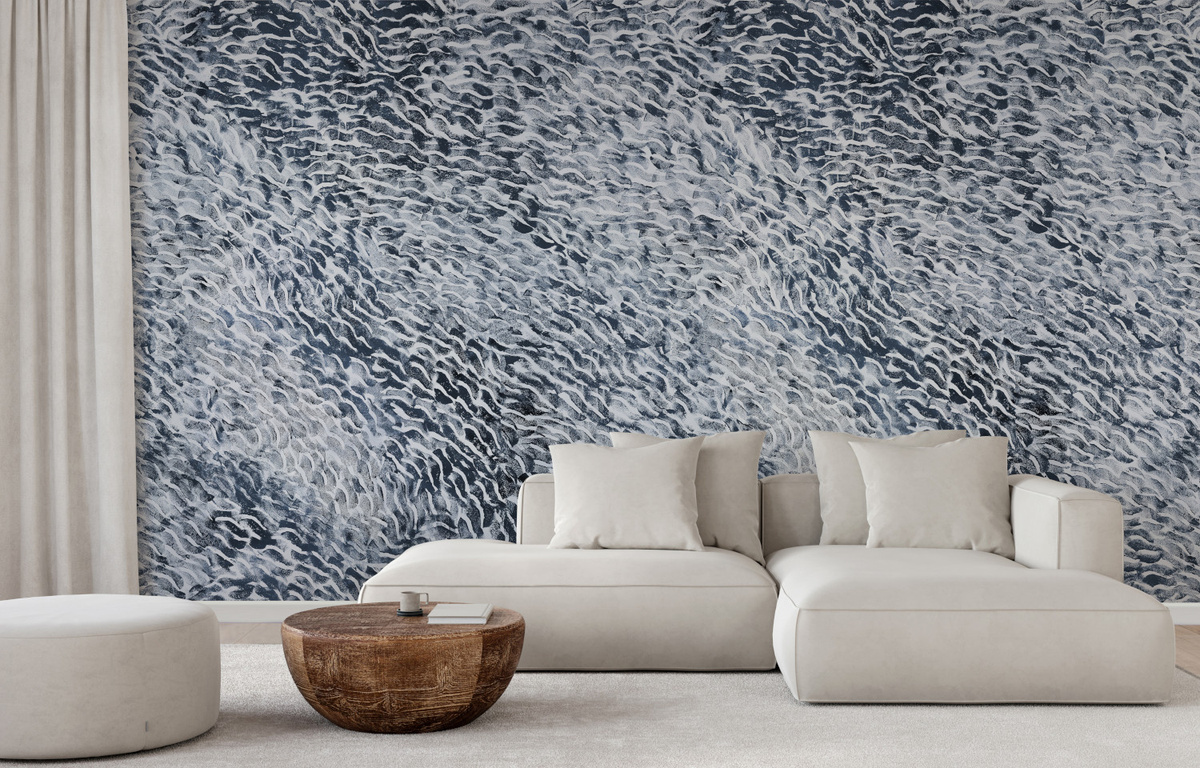 Isidore Leroy Wandtattoo Mural Cascade Marine in Blau, abstraktes Textildesign, B: 150 cm, H: 3 cm - Bild 1