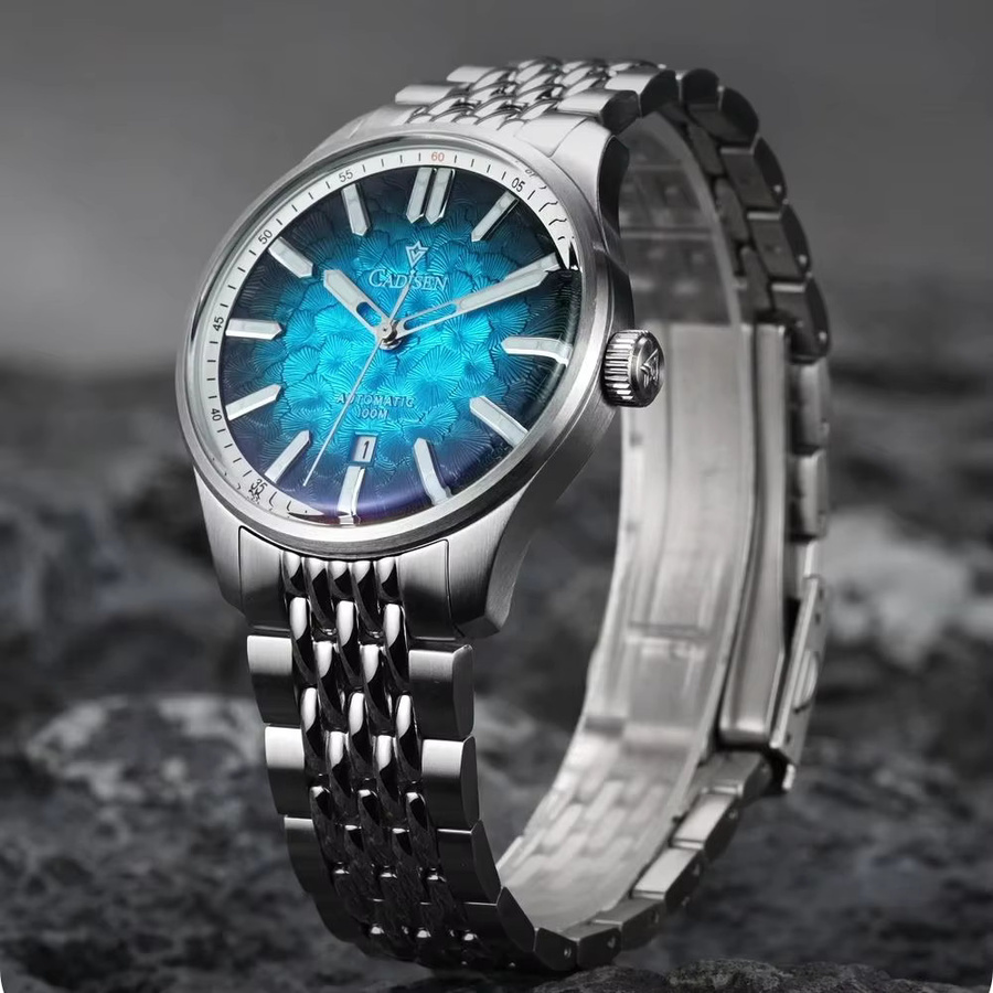 CADISEN Armbanduhr Automatik, blaues Zifferblatt, Edelstahl, Herren - Bild 3