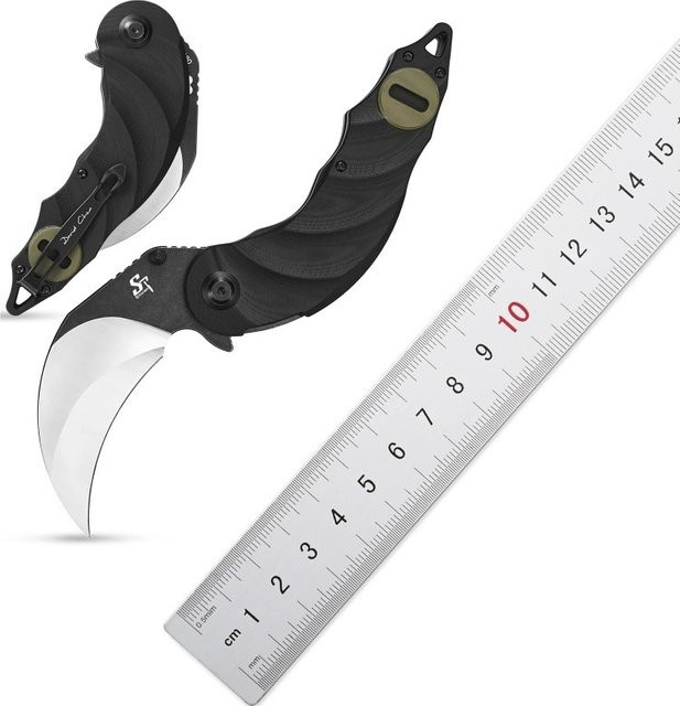 Sitivien ST160 Taschenklappmesser mit K110-Stahlklinge und G10-Griff in Grün oder Schwarz für Outdoor, Camping und EDC - Bild 1