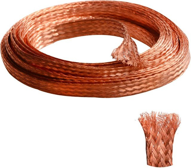 Verzinnte Kupfergeflechthülse von xiaolang in Rot, erweiterbarer Metallmantel zur Abschirmung von Signaldrähten und Kabeln, Durchmesser: 4 mm, Länge: 10 m - Bild 1