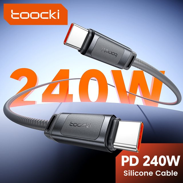 Toocki USB-C Kabel 240W Silikon-Schnellladekabel mit 480Mbps Datenübertragung für MacBook Pro, Laptop und Samsung S25 - Bild 1