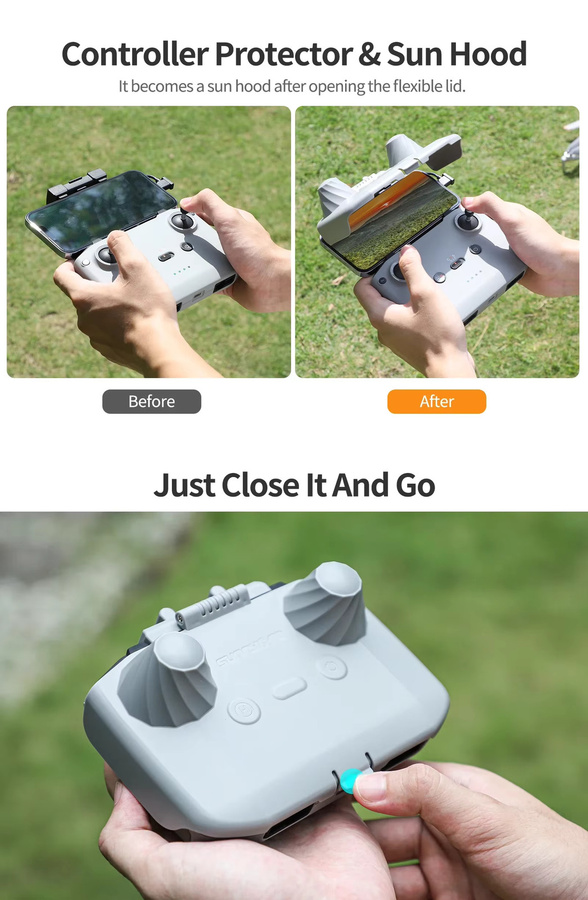 ZNTCH 2-in-1 Controller Schutz SunHood Control Sticks Guard Schutzhülle für RC-N2, RC-N1, RC-N3, DJI Mini 3, Mini 4 Pro, Air 3 und Mavic 3 Pro in Grau - Bild 5