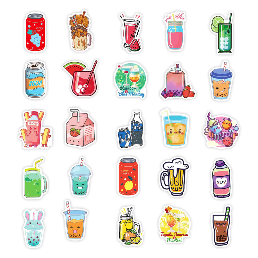 50 Stück Wassermelone Saft Soda Graffiti Aufkleber Multicolor von BulingBulingStickers Shop - Bild 2