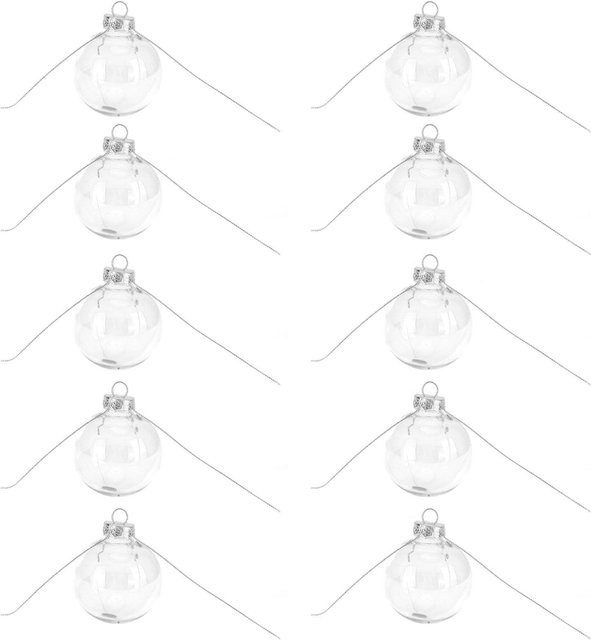 OutsideWorld Set aus 10 dekorativen, transparenten Weihnachtskugeln zum Befüllen, weiß, Durchmesser: 6 cm - Bild 1