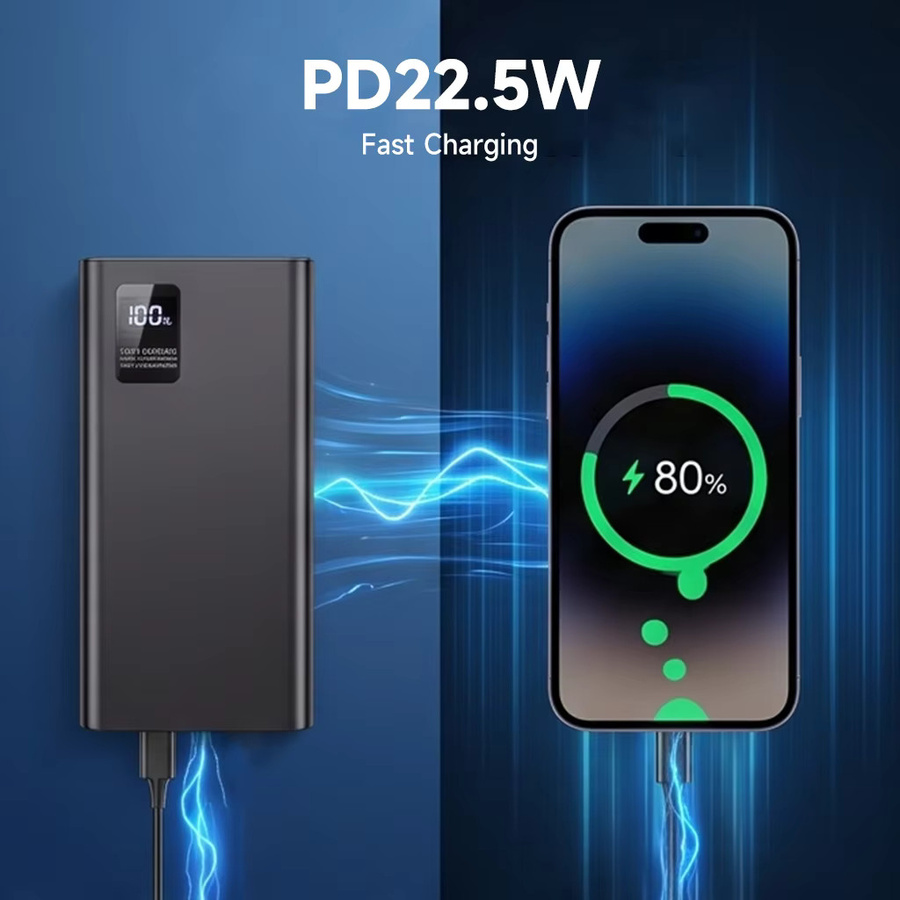Hganus Power Bank 12000 mAh Tragbare Schnelllade-Powerbank mit USB-C-Eingang und -Ausgang in Schwarz - Bild 5
