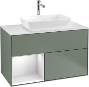 V&B Waschtischunterschrank Finion 100 in Weiß lackiert mit Regal, B/T/H: 100 x 50,1 x 50,1 cm - Bild 1