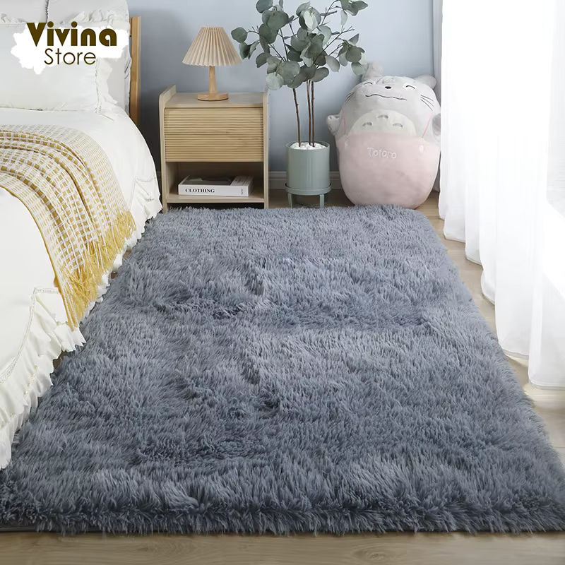 WESSD Plüschteppich für Schlafzimmer, weicher und flauschiger Teppich in Uni-Optik - Bild 3
